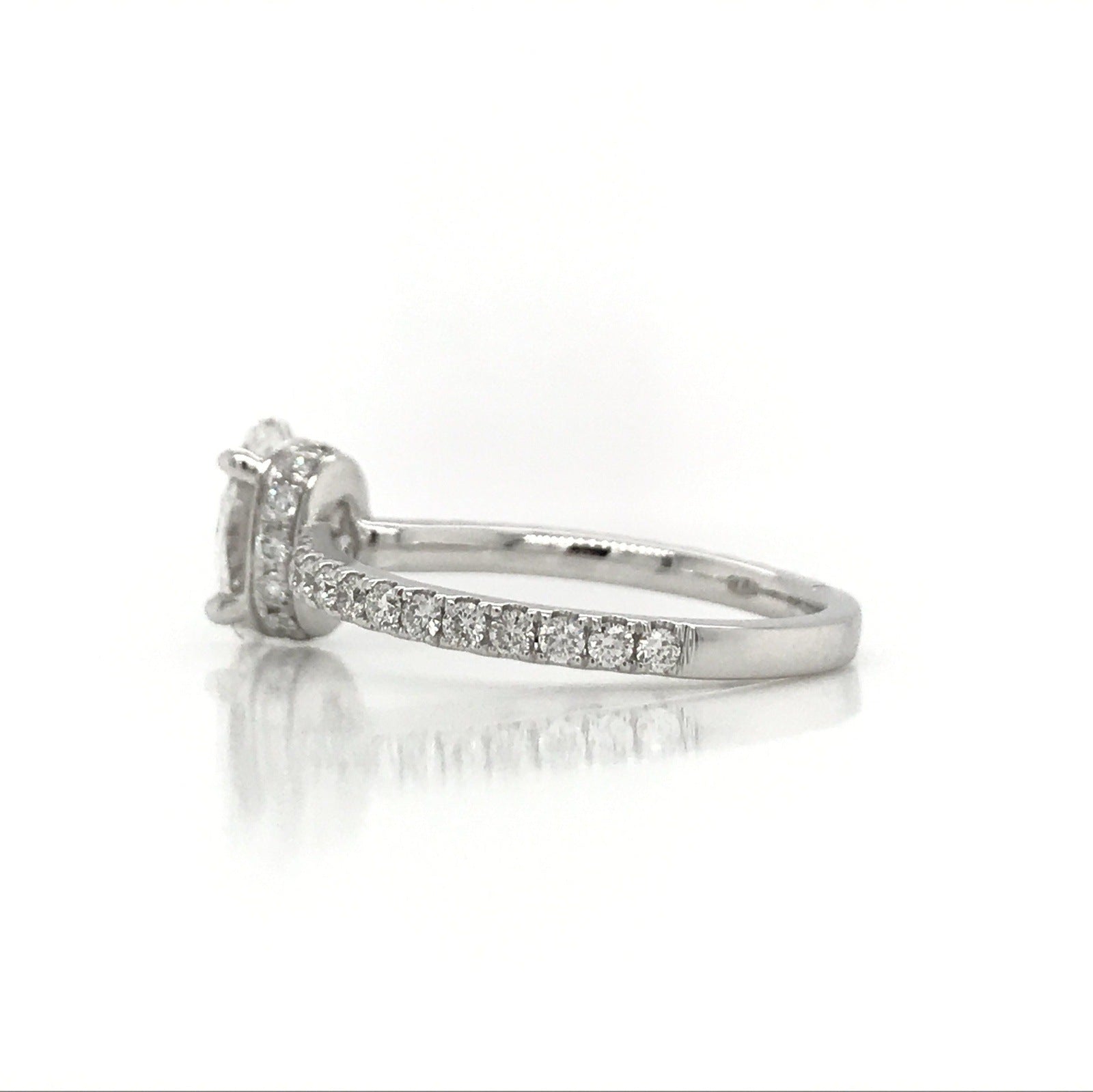 "ENGR03101" Oval Diamond Hidden Halo Micropavé Band Engagement Ring