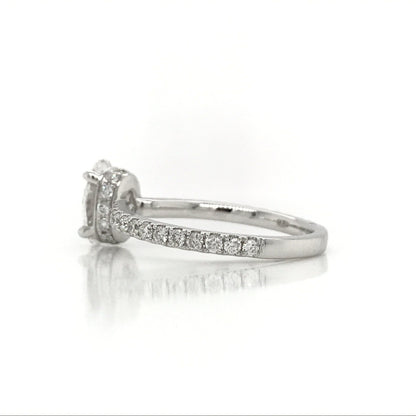 "ENGR03101" Oval Diamond Hidden Halo Micropavé Band Engagement Ring