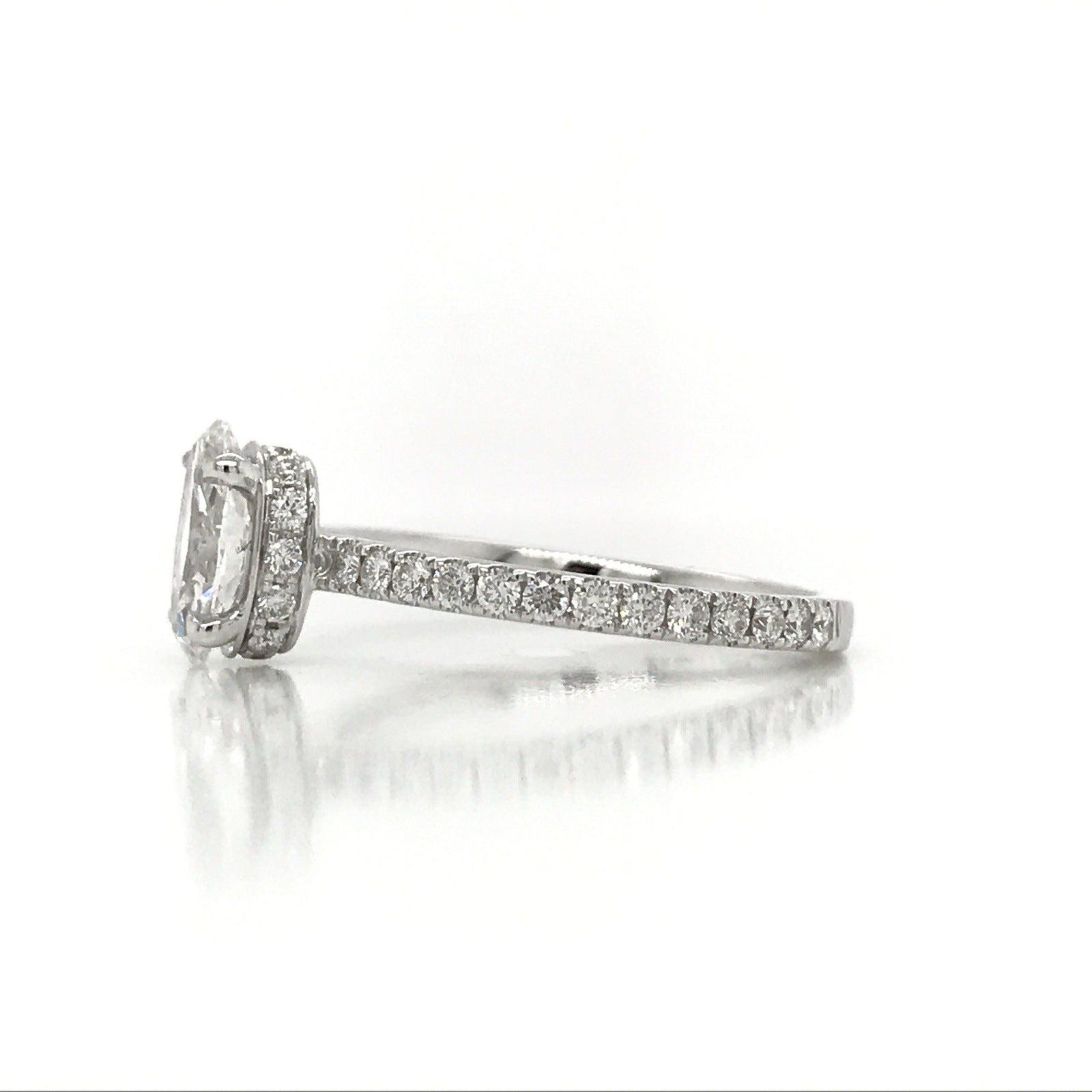 "ENGR03101" Oval Diamond Hidden Halo Micropavé Band Engagement Ring