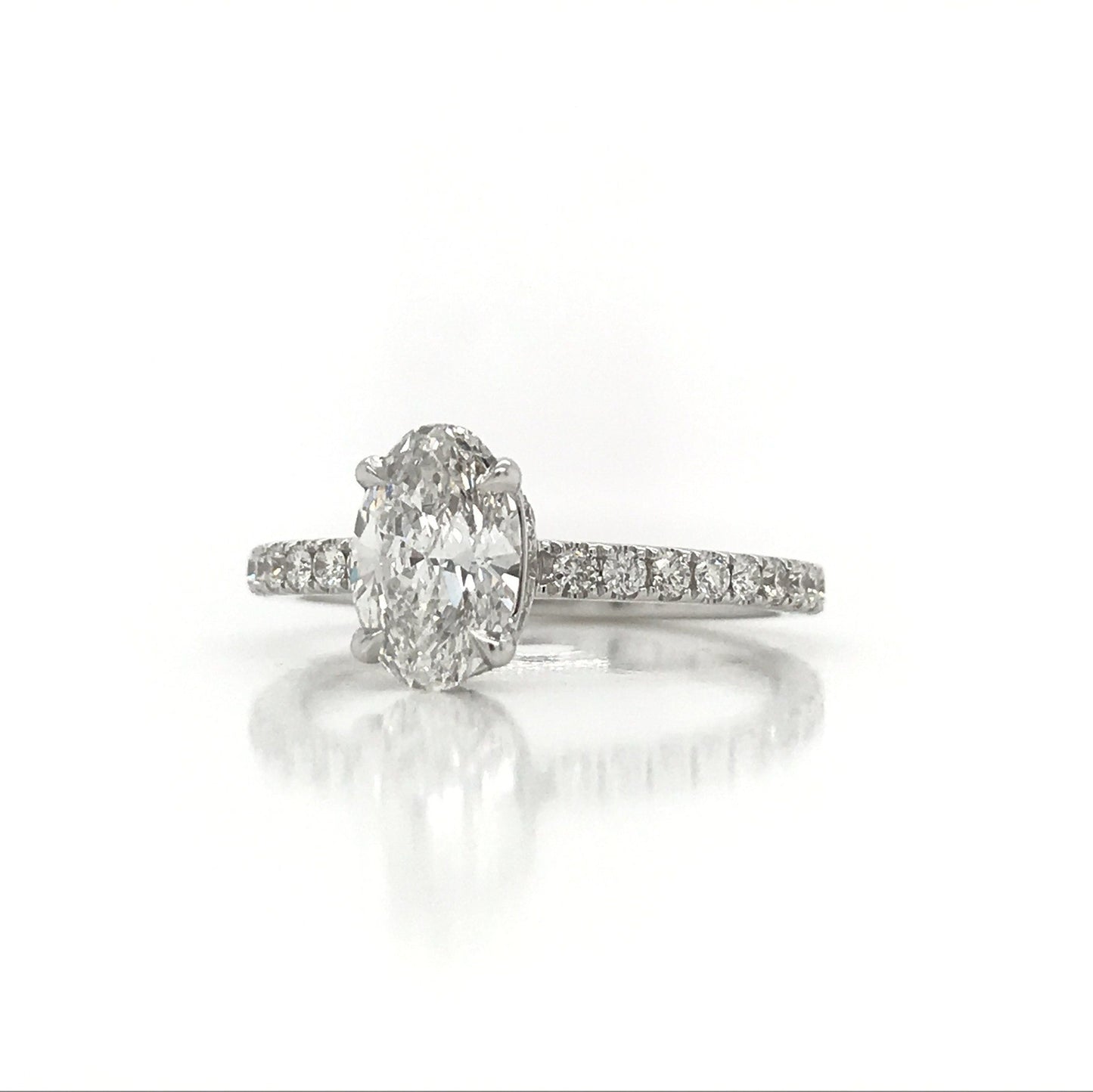 "ENGR03101" Oval Diamond Hidden Halo Micropavé Band Engagement Ring