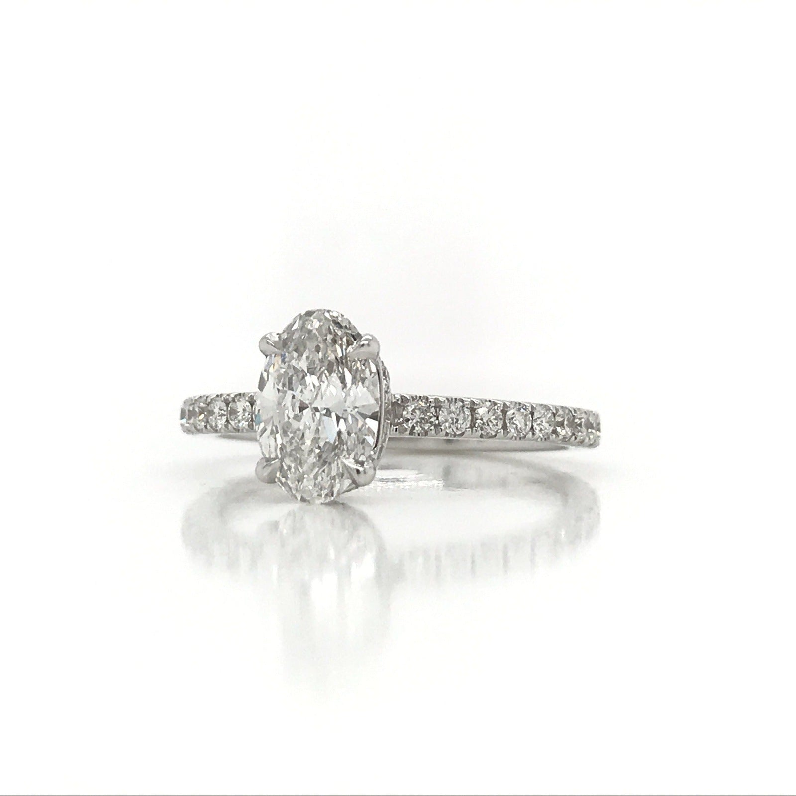 "ENGR03101" Oval Diamond Hidden Halo Micropavé Band Engagement Ring