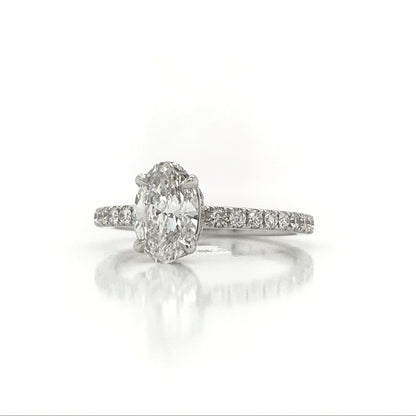"ENGR03101" Oval Diamond Hidden Halo Micropavé Band Engagement Ring