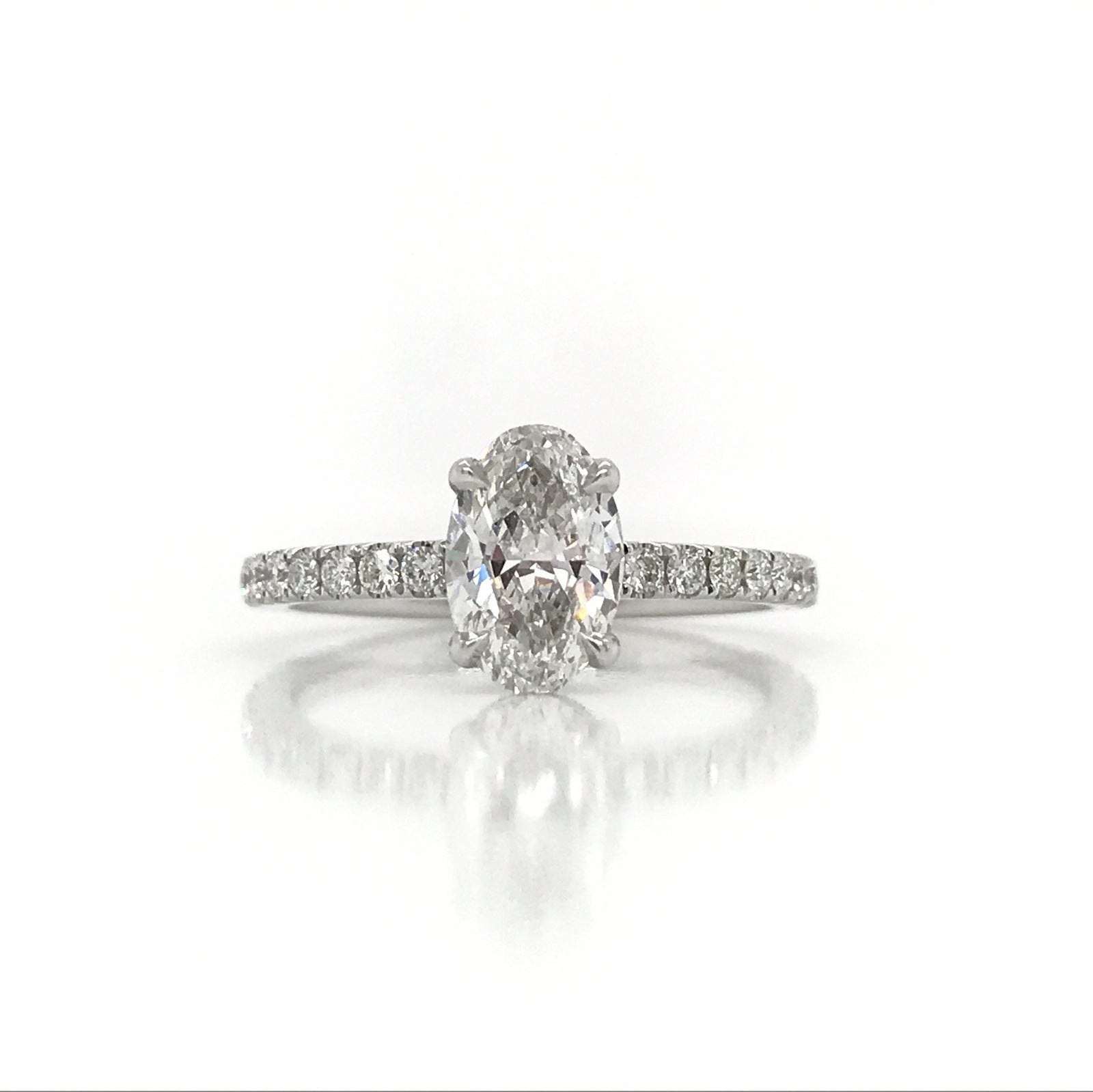 "ENGR03101" Oval Diamond Hidden Halo Micropavé Band Engagement Ring