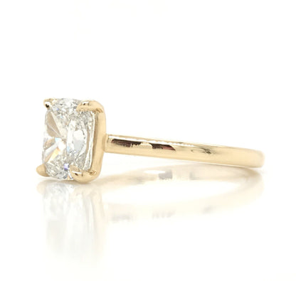 "Engr03349" Thin Band Simple Solitare Engagement Ring with 2.03CT Cushion Shaped Diamond