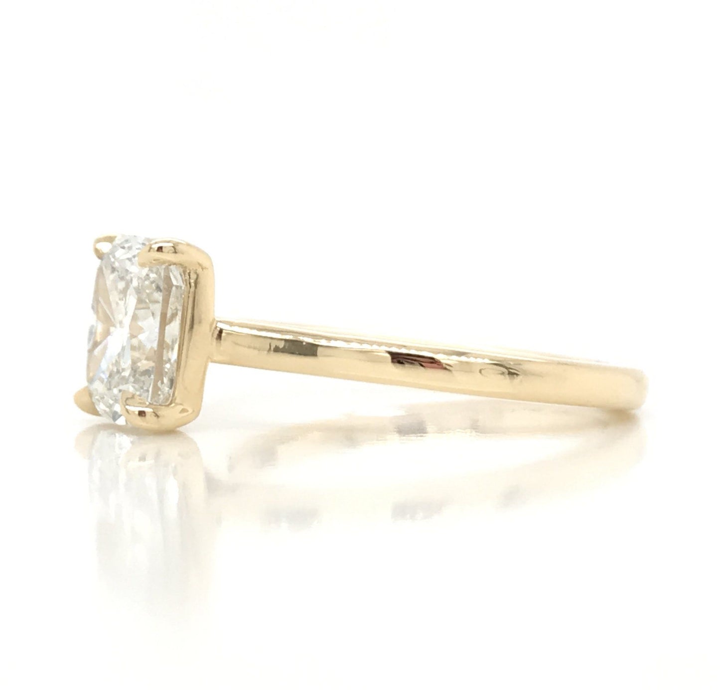 "Engr03349" Thin Band Simple Solitare Engagement Ring with 2.03CT Cushion Shaped Diamond