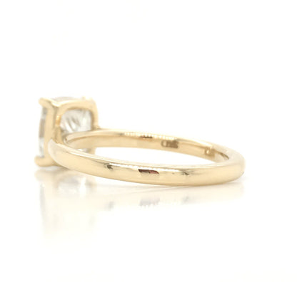 "Engr03349" Thin Band Simple Solitare Engagement Ring with 2.03CT Cushion Shaped Diamond