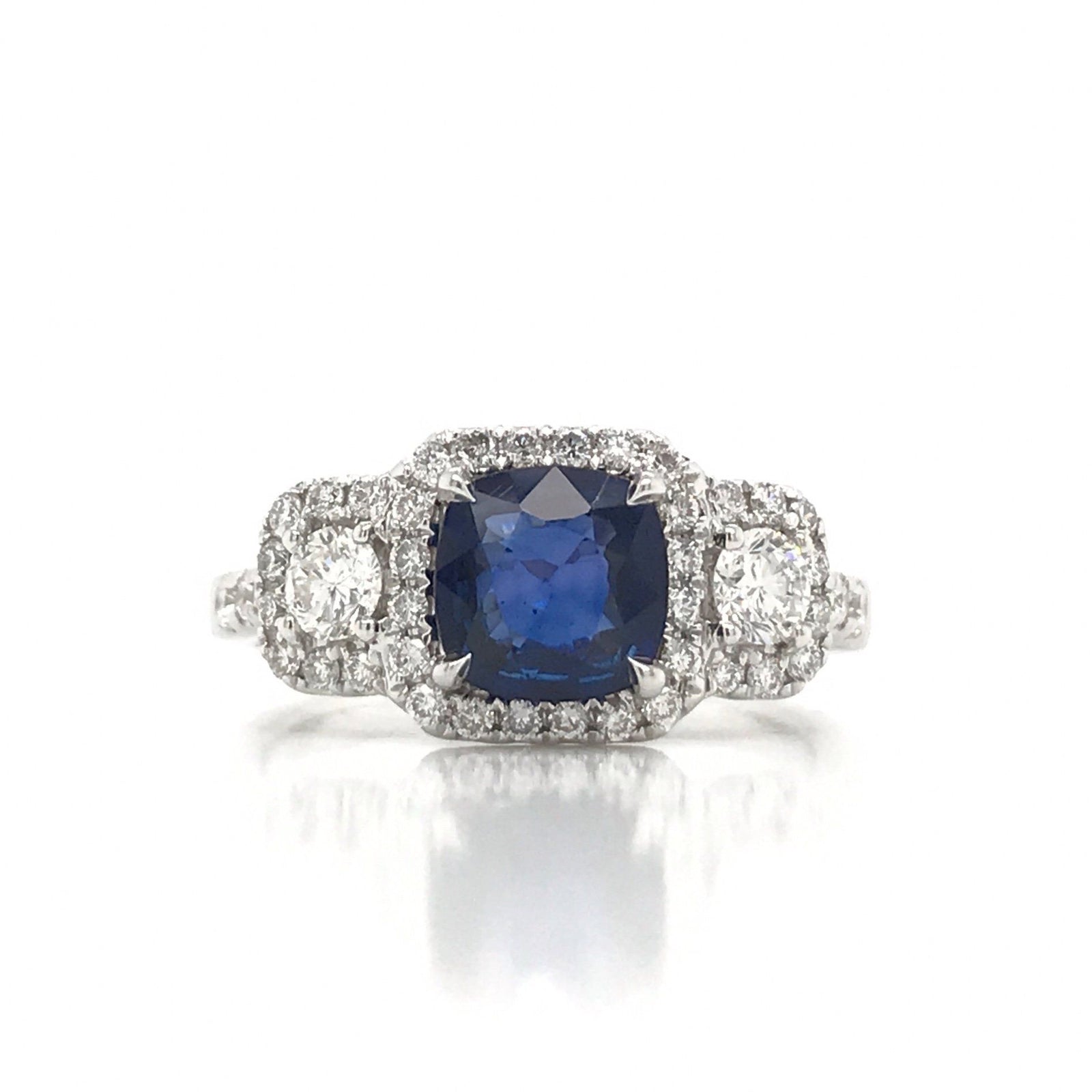 2.02 Total Carat Sapphire Diamond Engagement Ring
