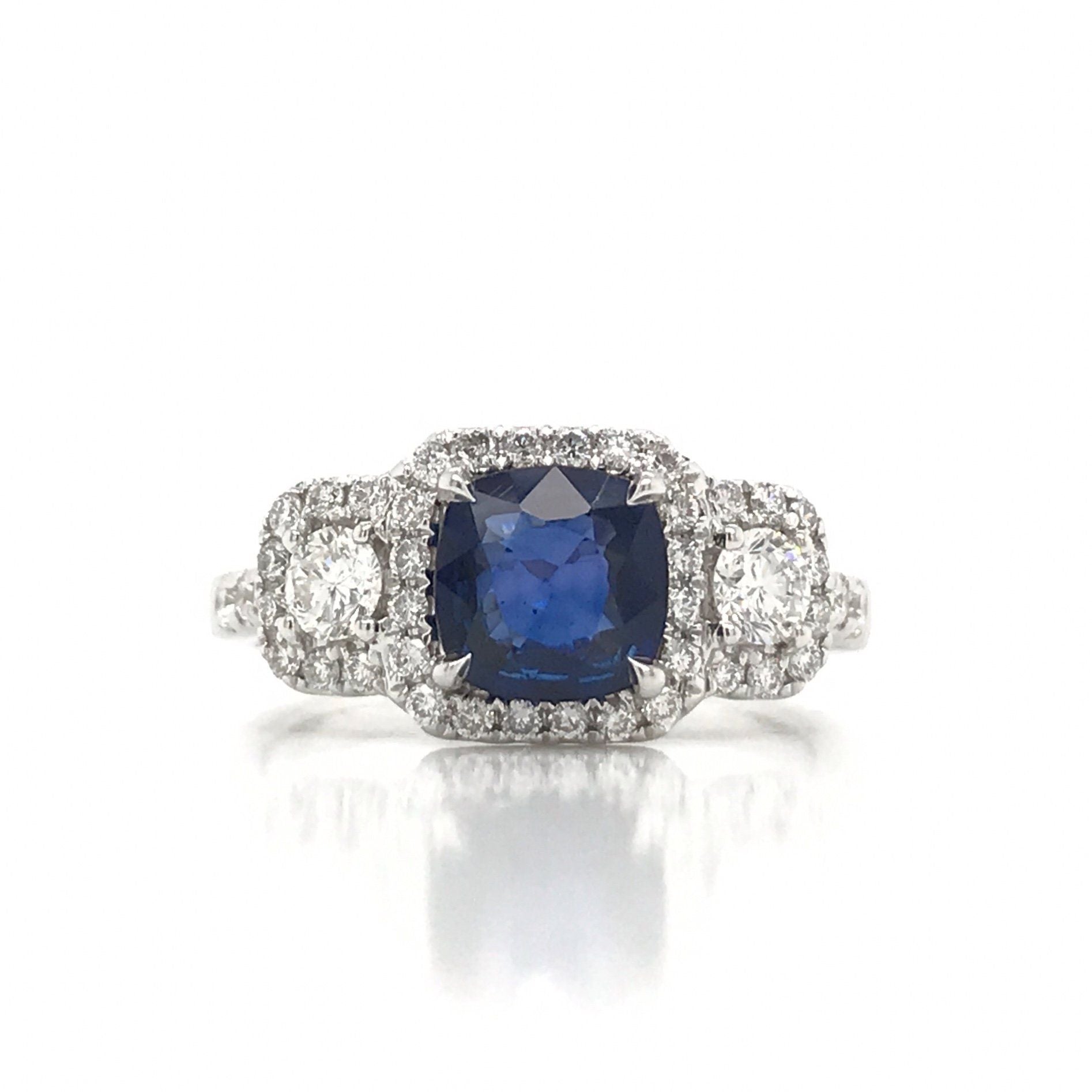 2.02 Total Carat Sapphire Diamond Engagement Ring