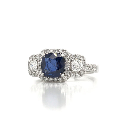 2.02 Total Carat Sapphire Diamond Engagement Ring