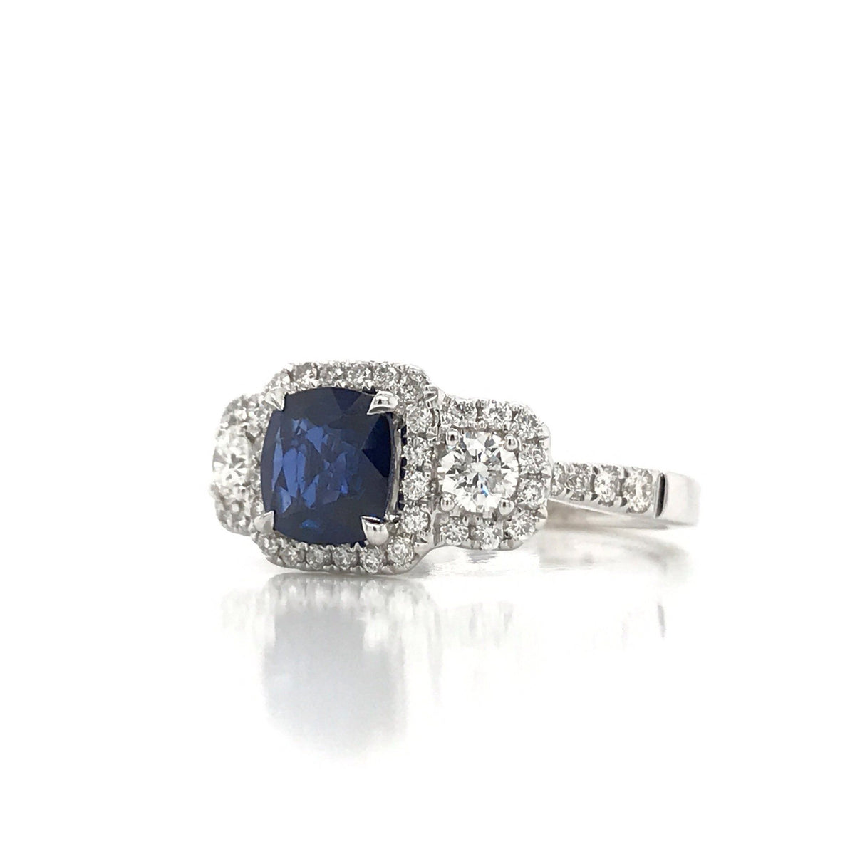2.02 Total Carat Sapphire Diamond Engagement Ring