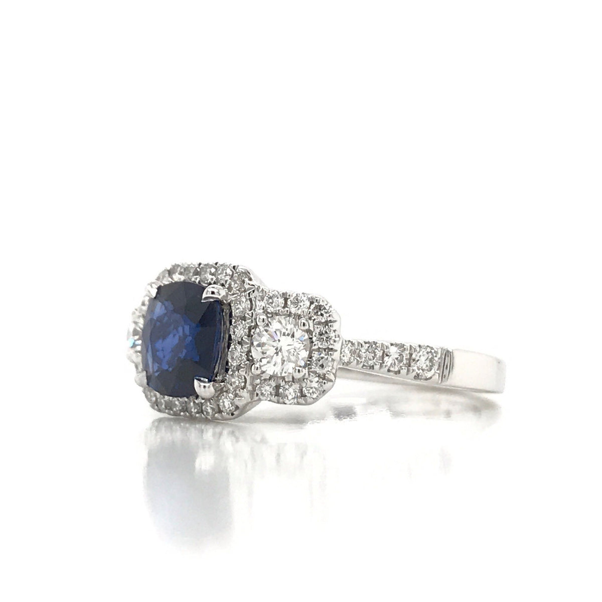 2.02 Total Carat Sapphire Diamond Engagement Ring