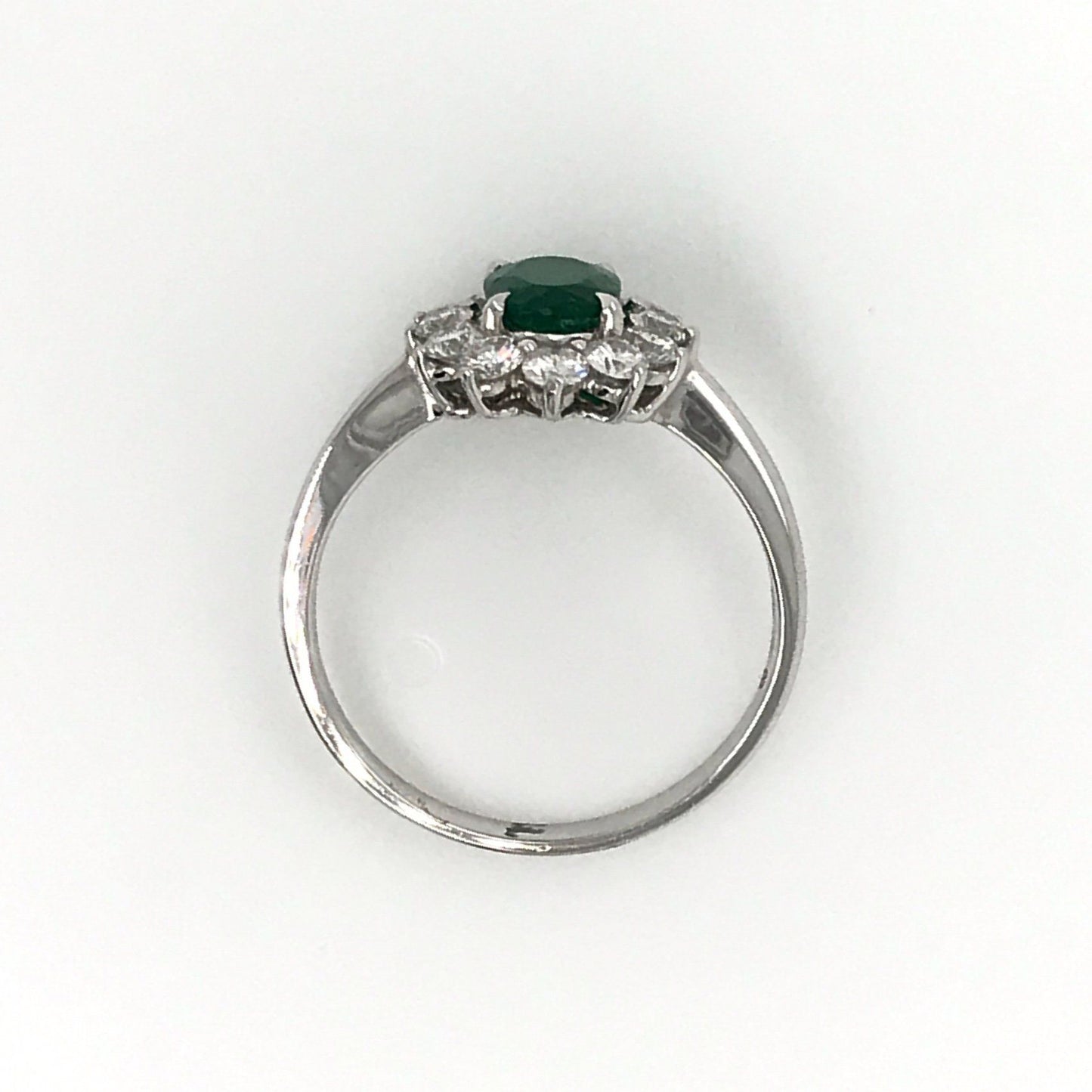 "LADRG01419 " Oval Green Emerald Diamond Ring