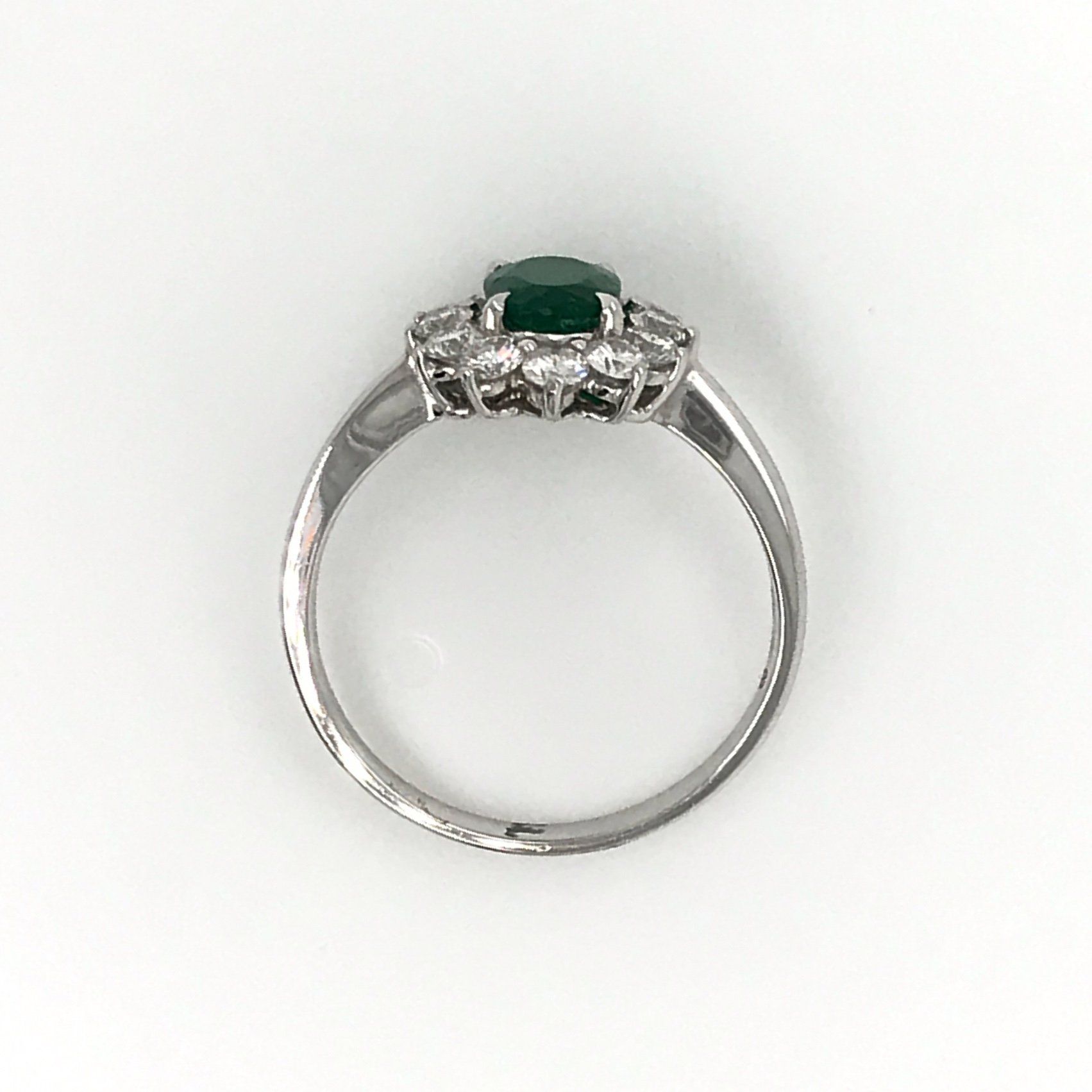 "LADRG01419 " Oval Green Emerald Diamond Ring
