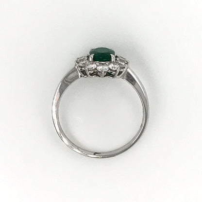 "LADRG01419 " Oval Green Emerald Diamond Ring