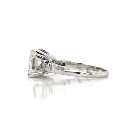 "ENGR02307" Antique Inspired Round Diamond Engagement Ring in 14K White Gold Square Setting