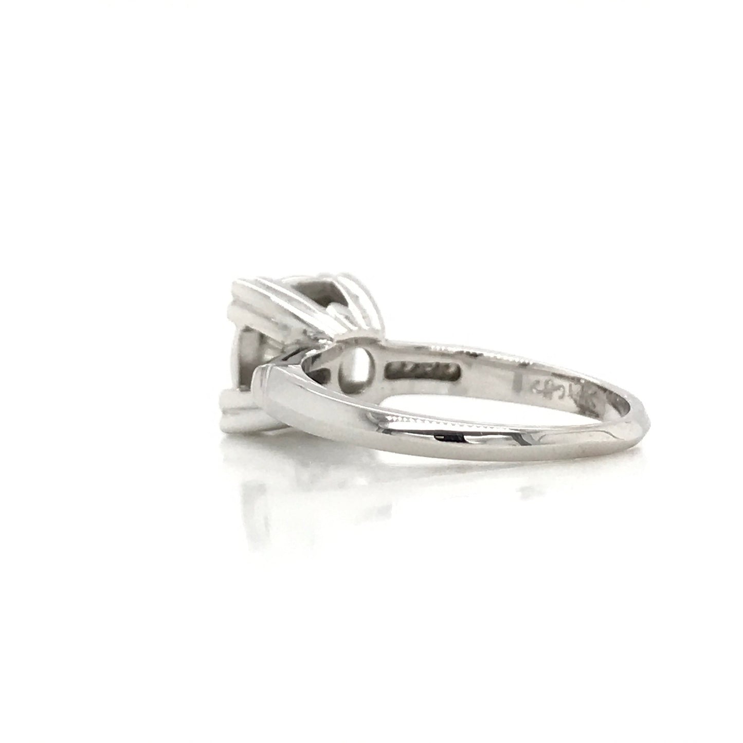 "ENGR02307" Antique Inspired Round Diamond Engagement Ring in 14K White Gold Square Setting