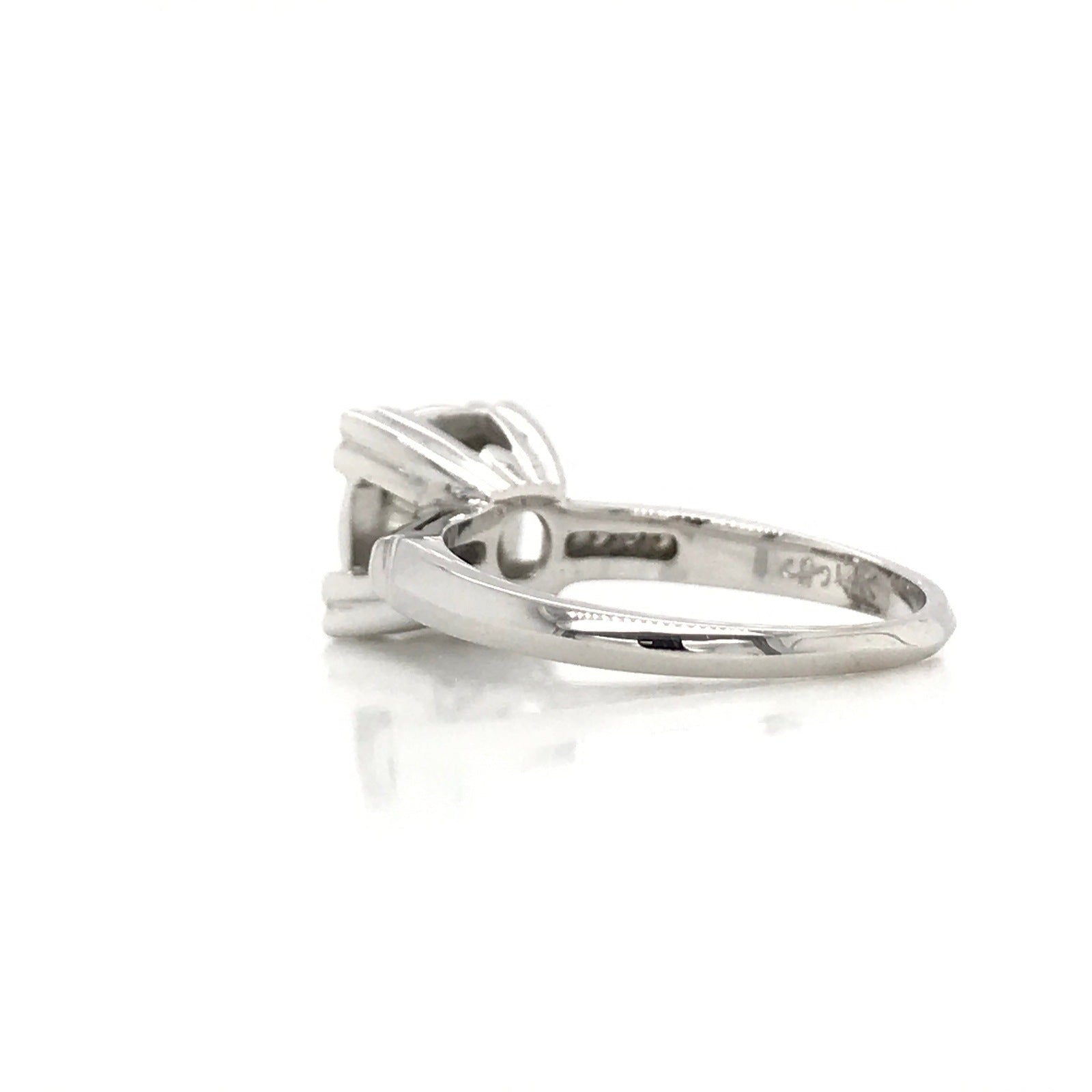 "ENGR02307" Antique Inspired Round Diamond Engagement Ring in 14K White Gold Square Setting