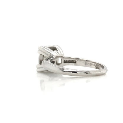 "ENGR02307" Antique Inspired Round Diamond Engagement Ring in 14K White Gold Square Setting
