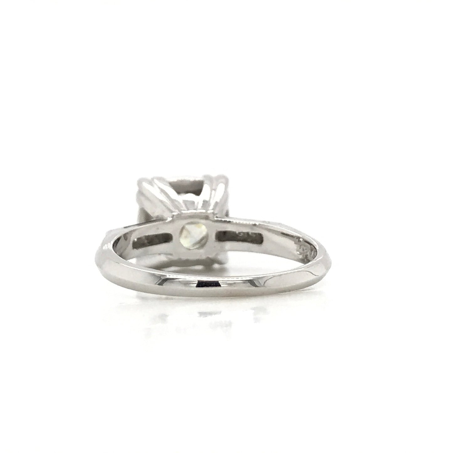 "ENGR02307" Antique Inspired Round Diamond Engagement Ring in 14K White Gold Square Setting