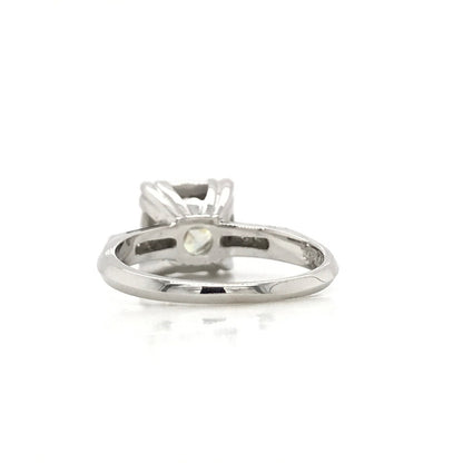 "ENGR02307" Antique Inspired Round Diamond Engagement Ring in 14K White Gold Square Setting