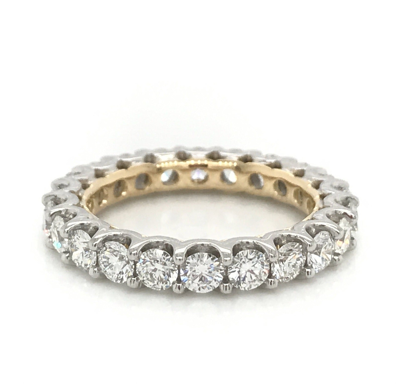 "ETNBD03159" Platinum and Yellow Gold Two Tone Handmade Diamond Pavé Eternity Wedding Ring