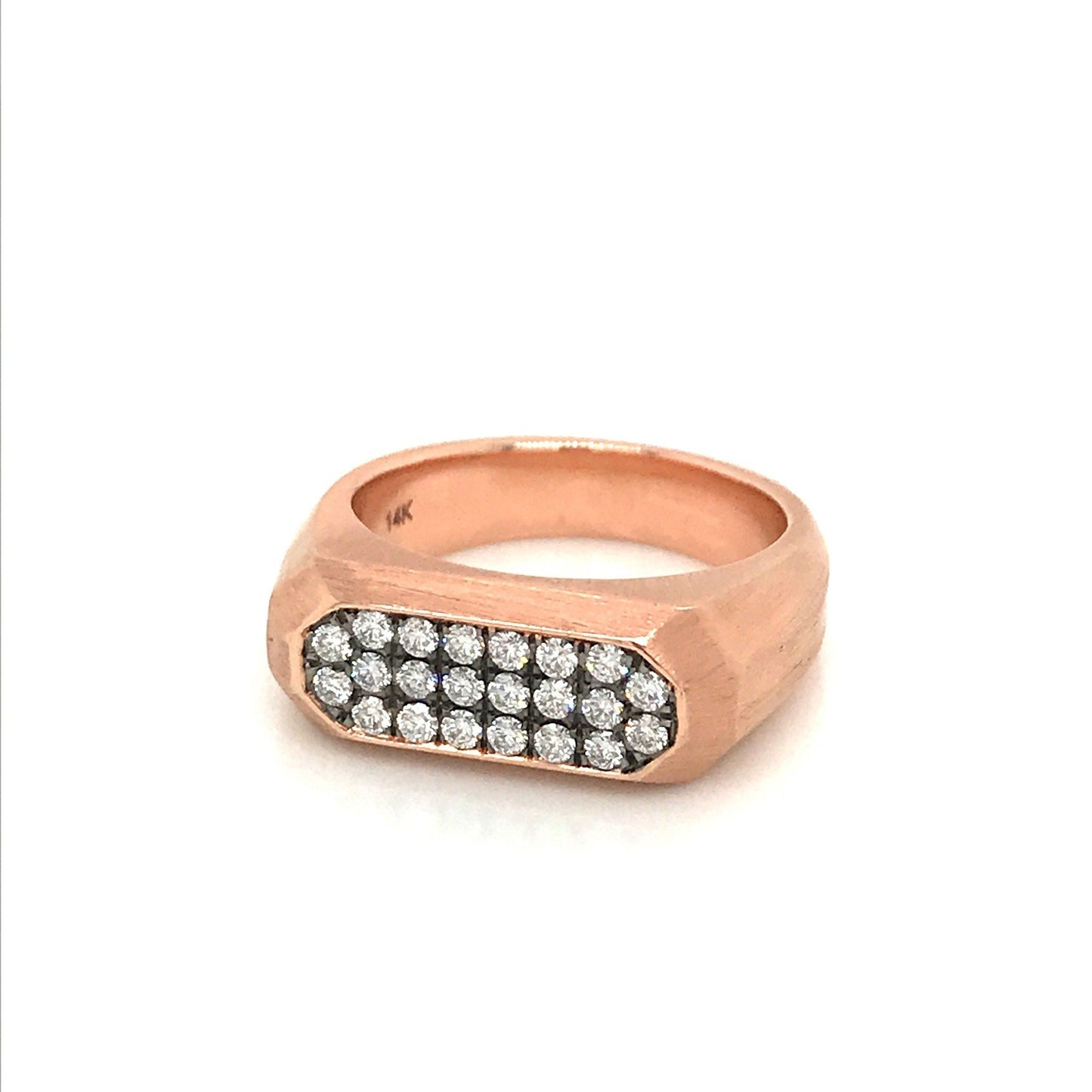 Matte Finish Rose Gold Ring with Diamond Pave and Black Rhodium