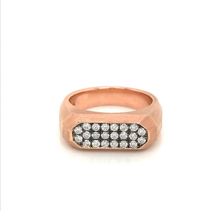 Matte Finish Rose Gold Ring with Diamond Pave and Black Rhodium