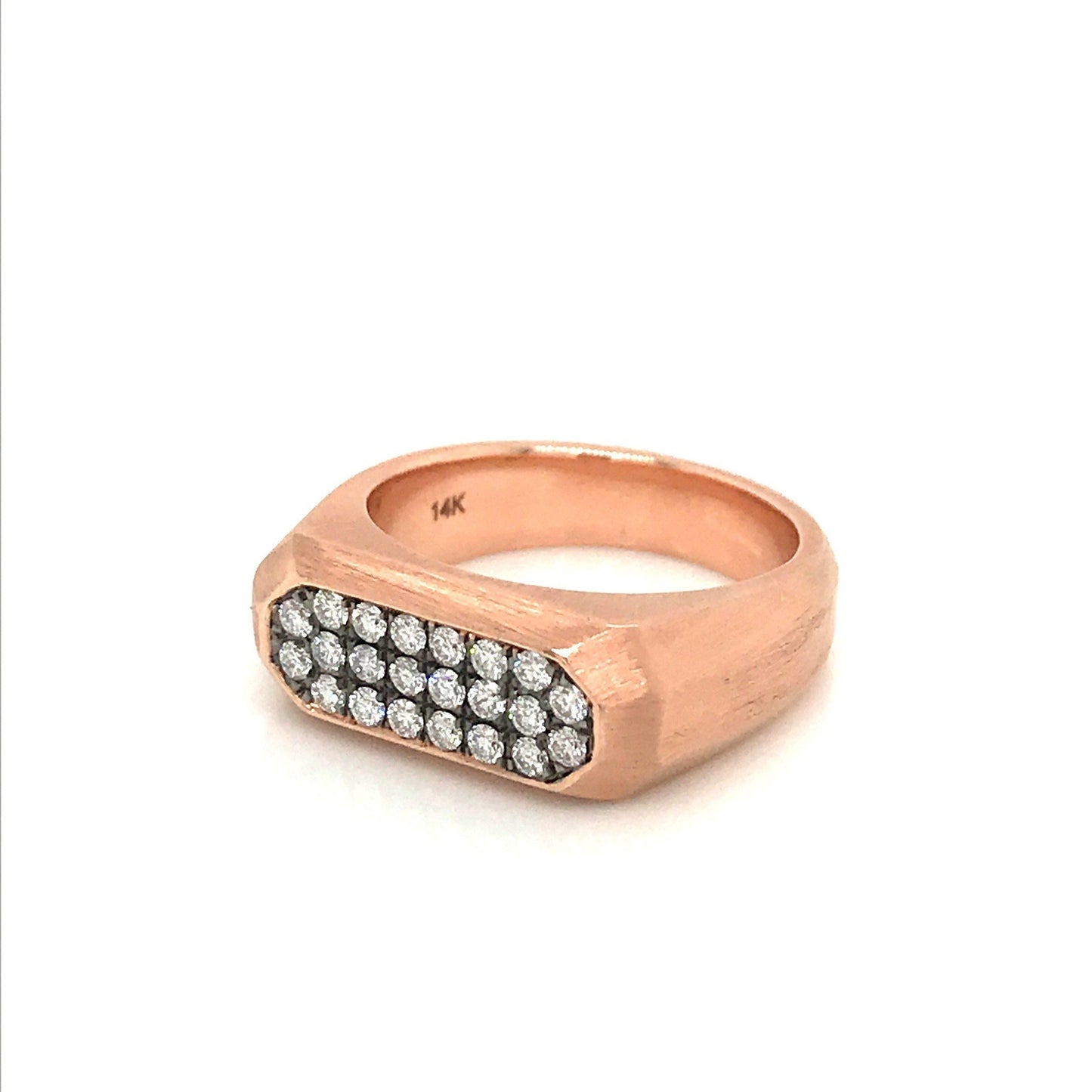 Matte Finish Rose Gold Ring with Diamond Pave and Black Rhodium
