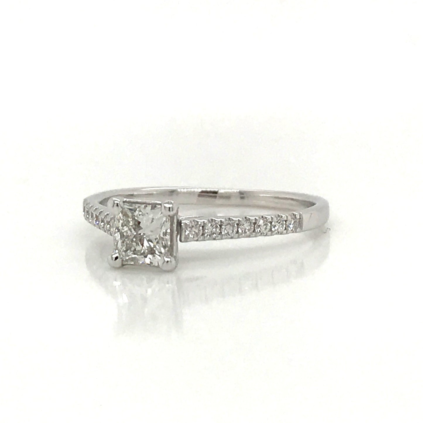 "ENGR03377" 0.50 Carat Princess Shaped Diamond With Side Pavé Engagement Ring