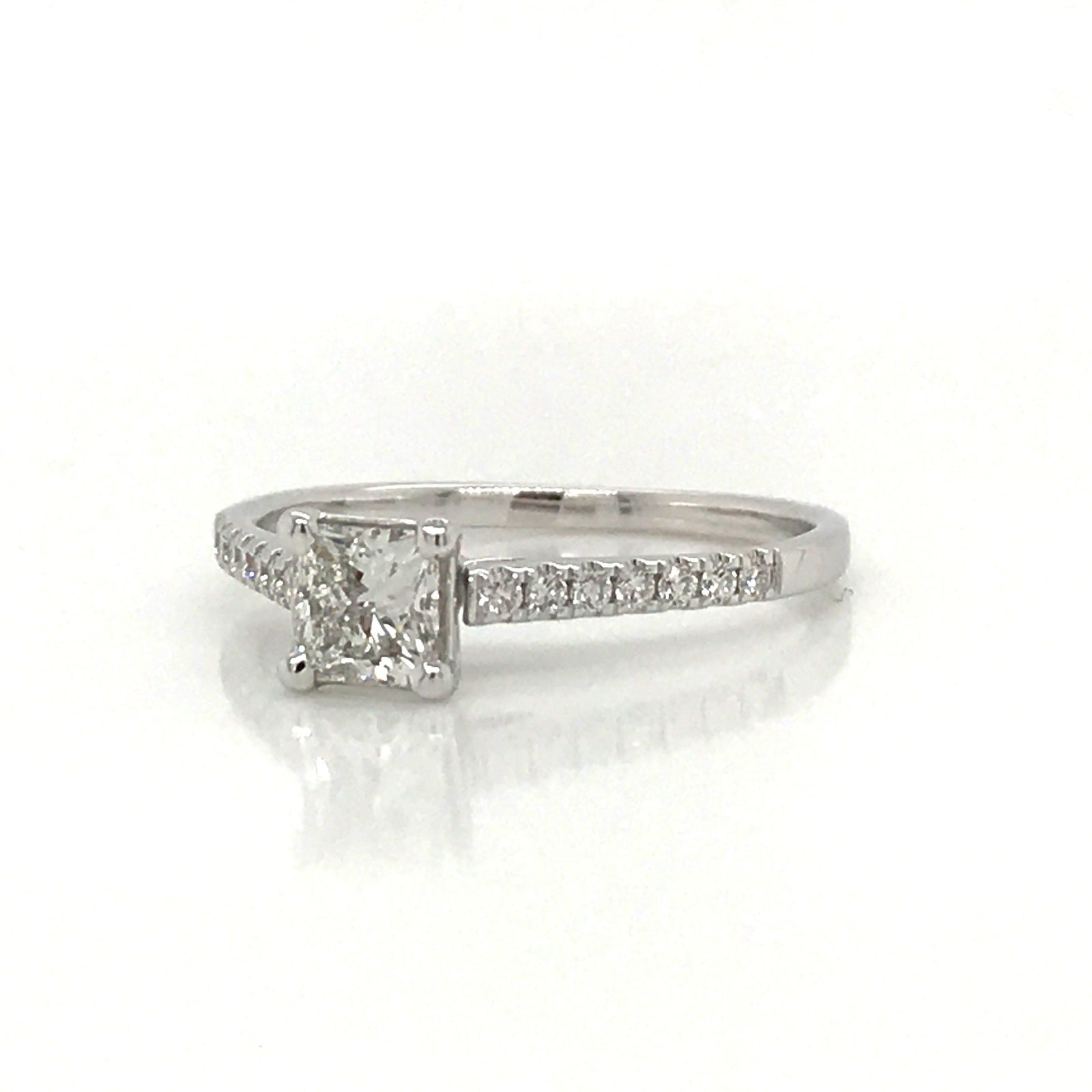"ENGR03377" 0.50 Carat Princess Shaped Diamond With Side Pavé Engagement Ring