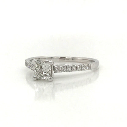"ENGR03377" 0.50 Carat Princess Shaped Diamond With Side Pavé Engagement Ring