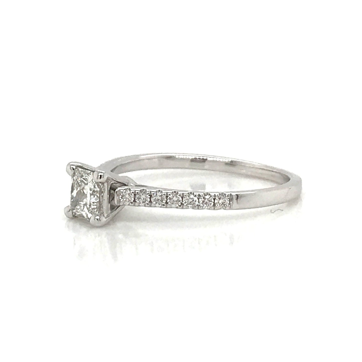 "ENGR03377" 0.50 Carat Princess Shaped Diamond With Side Pavé Engagement Ring
