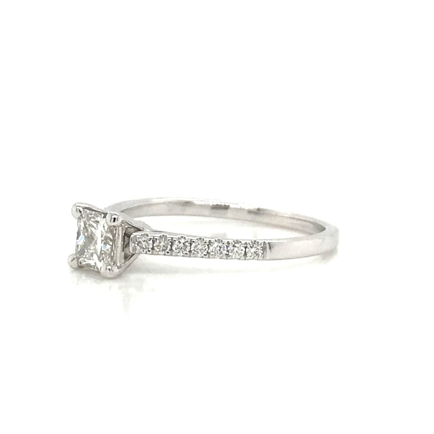 "ENGR03377" 0.50 Carat Princess Shaped Diamond With Side Pavé Engagement Ring