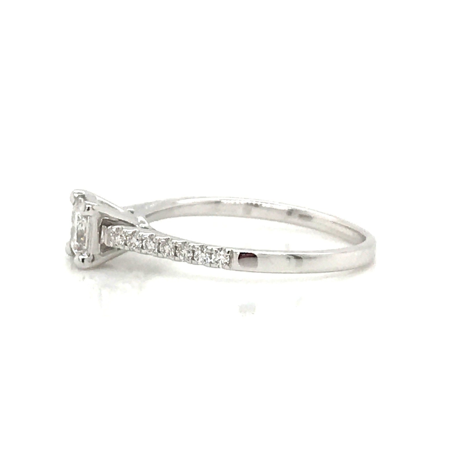 "ENGR03377" 0.50 Carat Princess Shaped Diamond With Side Pavé Engagement Ring
