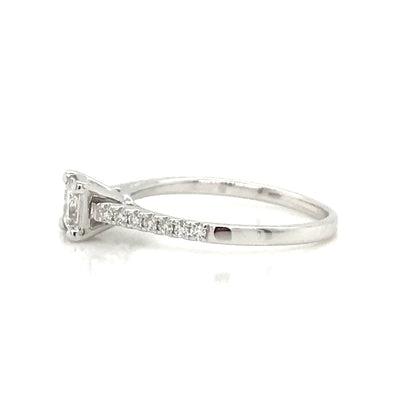"ENGR03377" 0.50 Carat Princess Shaped Diamond With Side Pavé Engagement Ring