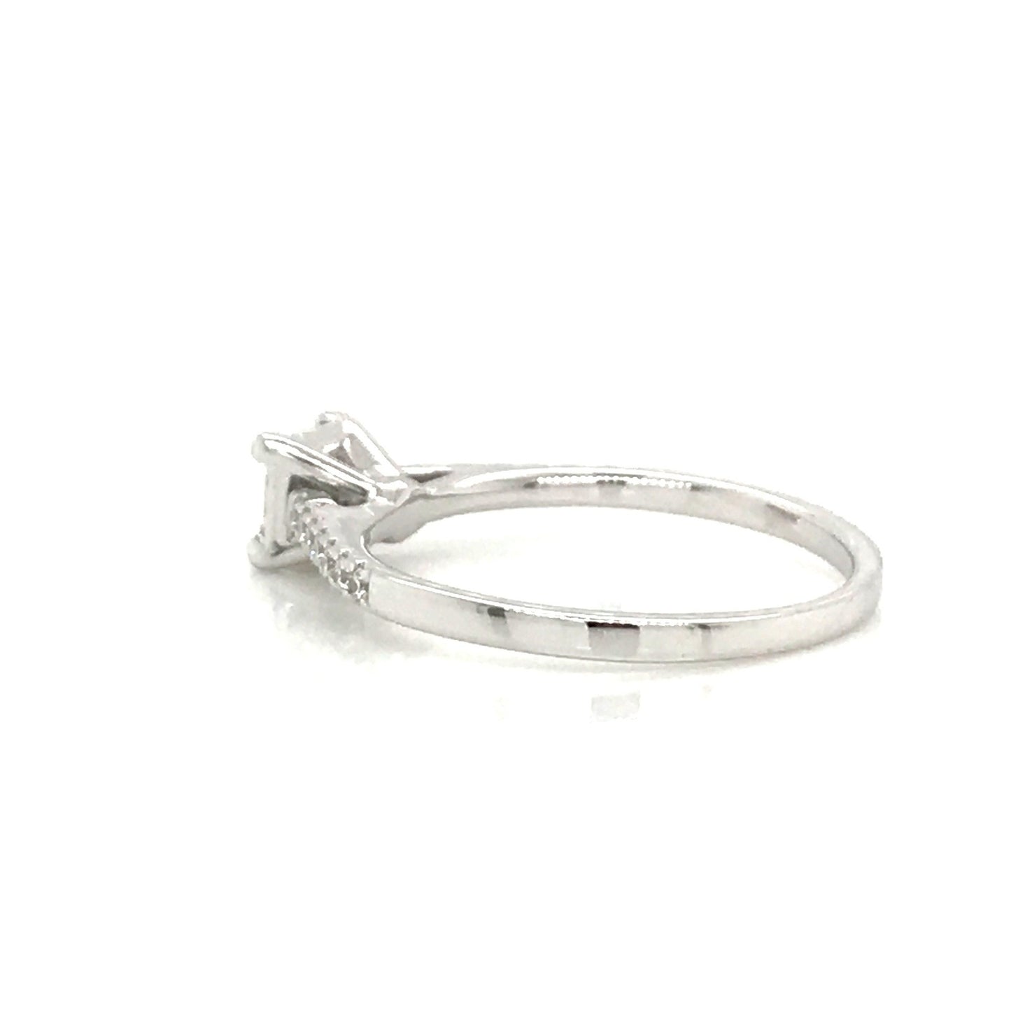 "ENGR03377" 0.50 Carat Princess Shaped Diamond With Side Pavé Engagement Ring