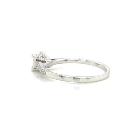 "ENGR03377" 0.50 Carat Princess Shaped Diamond With Side Pavé Engagement Ring