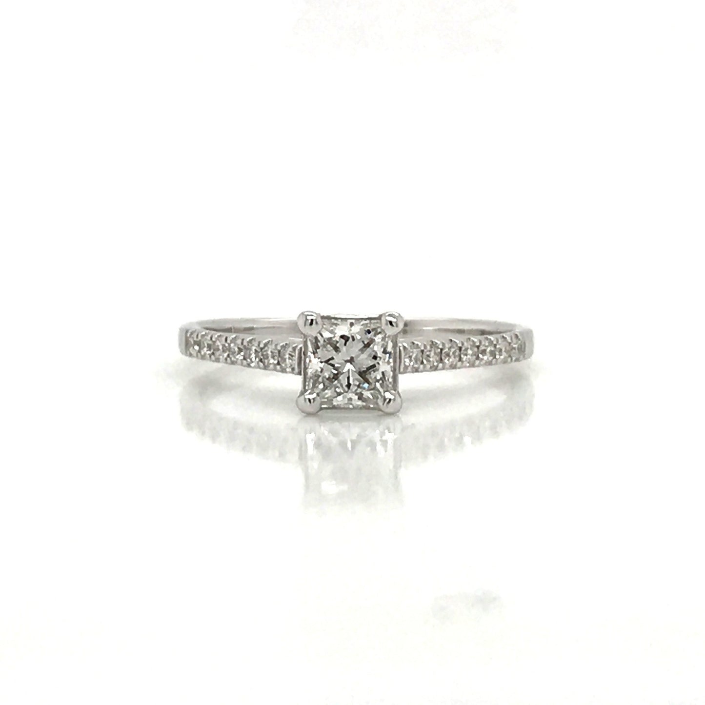 "ENGR03377" 0.50 Carat Princess Shaped Diamond With Side Pavé Engagement Ring