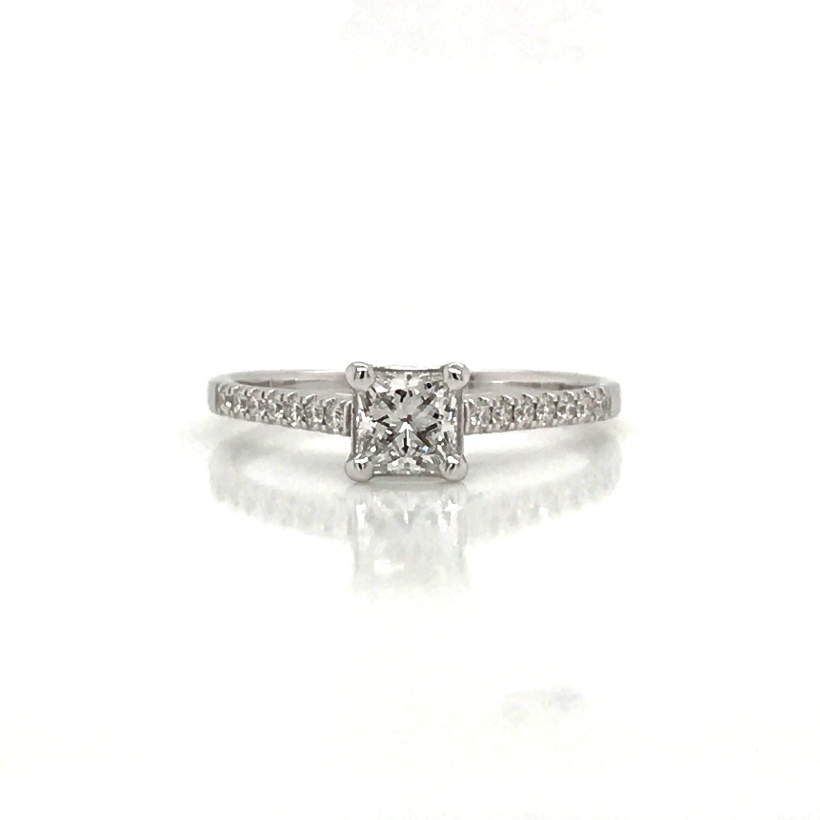 "ENGR03377" 0.50 Carat Princess Shaped Diamond With Side Pavé Engagement Ring