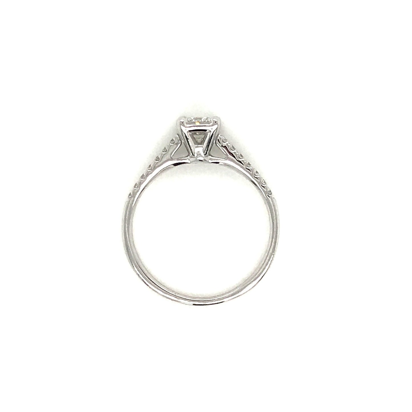 "ENGR03377" 0.50 Carat Princess Shaped Diamond With Side Pavé Engagement Ring