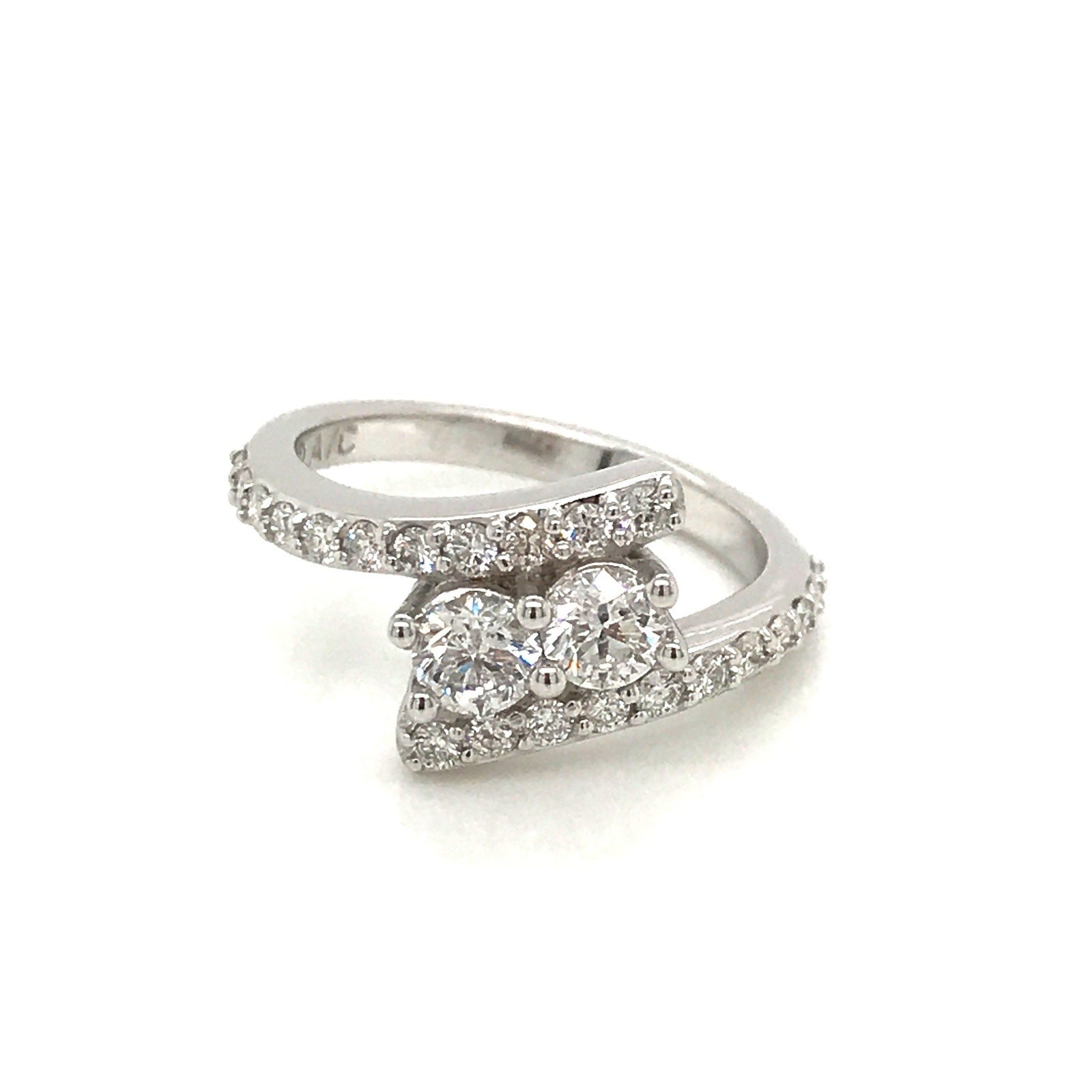 "LADRG01772" 1.04 CTW Diamond Two Stone Twist Ring in White Gold