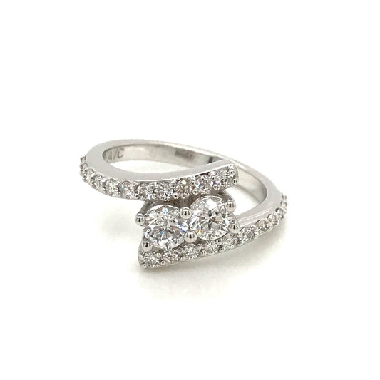 "LADRG01772" 1.04 CTW Diamond Two Stone Twist Ring in White Gold