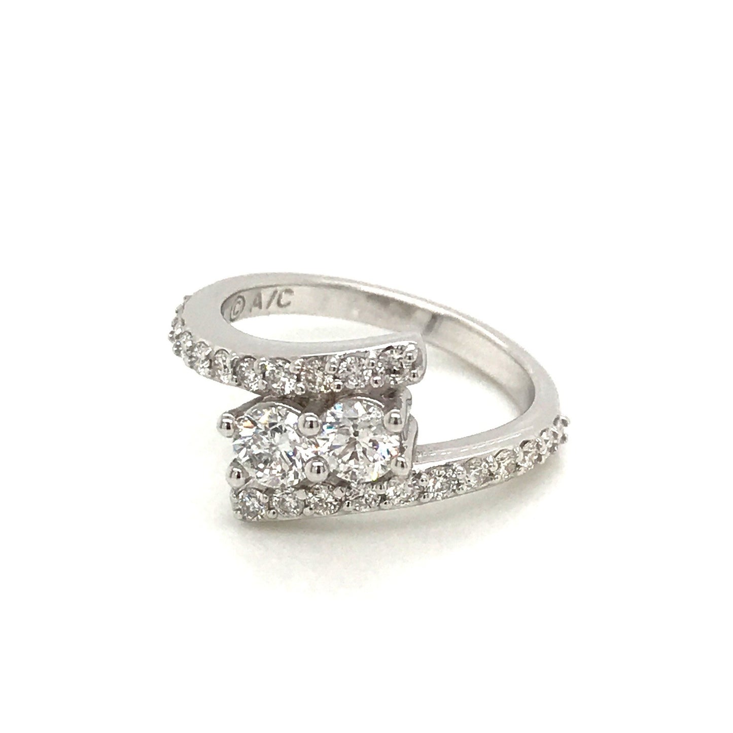 "LADRG01772" 1.04 CTW Diamond Two Stone Twist Ring in White Gold