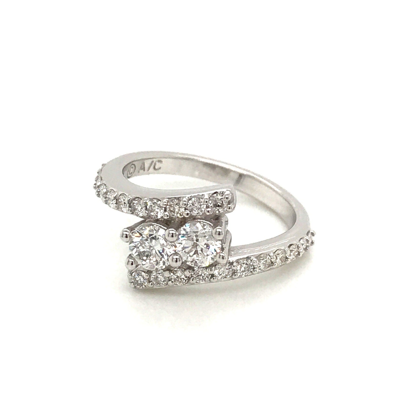 "LADRG01772" 1.04 CTW Diamond Two Stone Twist Ring in White Gold