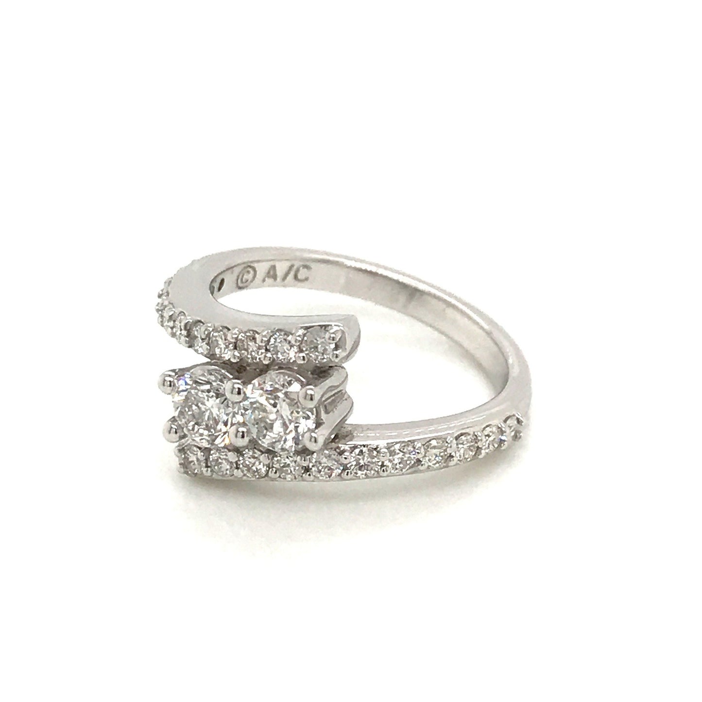 "LADRG01772" 1.04 CTW Diamond Two Stone Twist Ring in White Gold