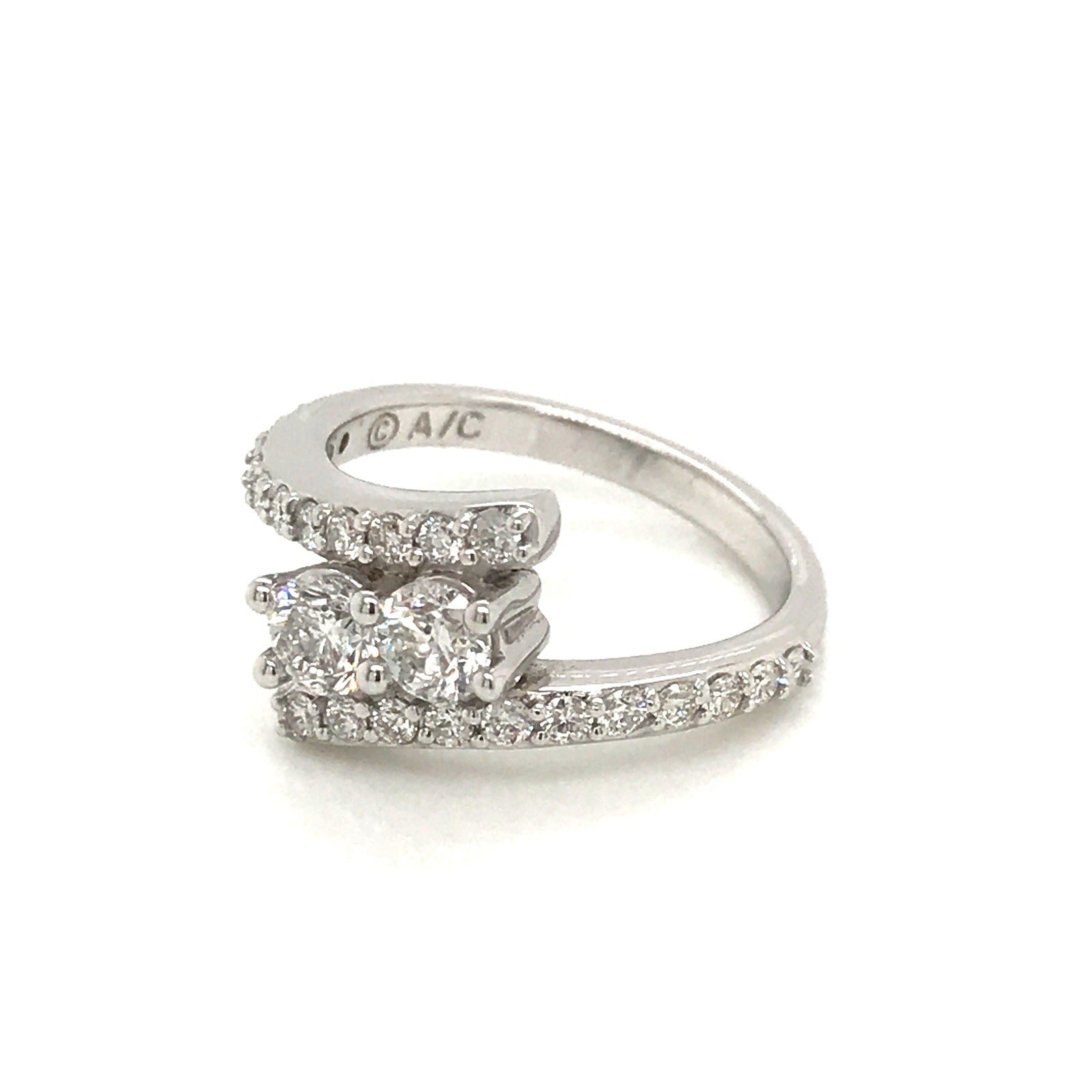 "LADRG01772" 1.04 CTW Diamond Two Stone Twist Ring in White Gold