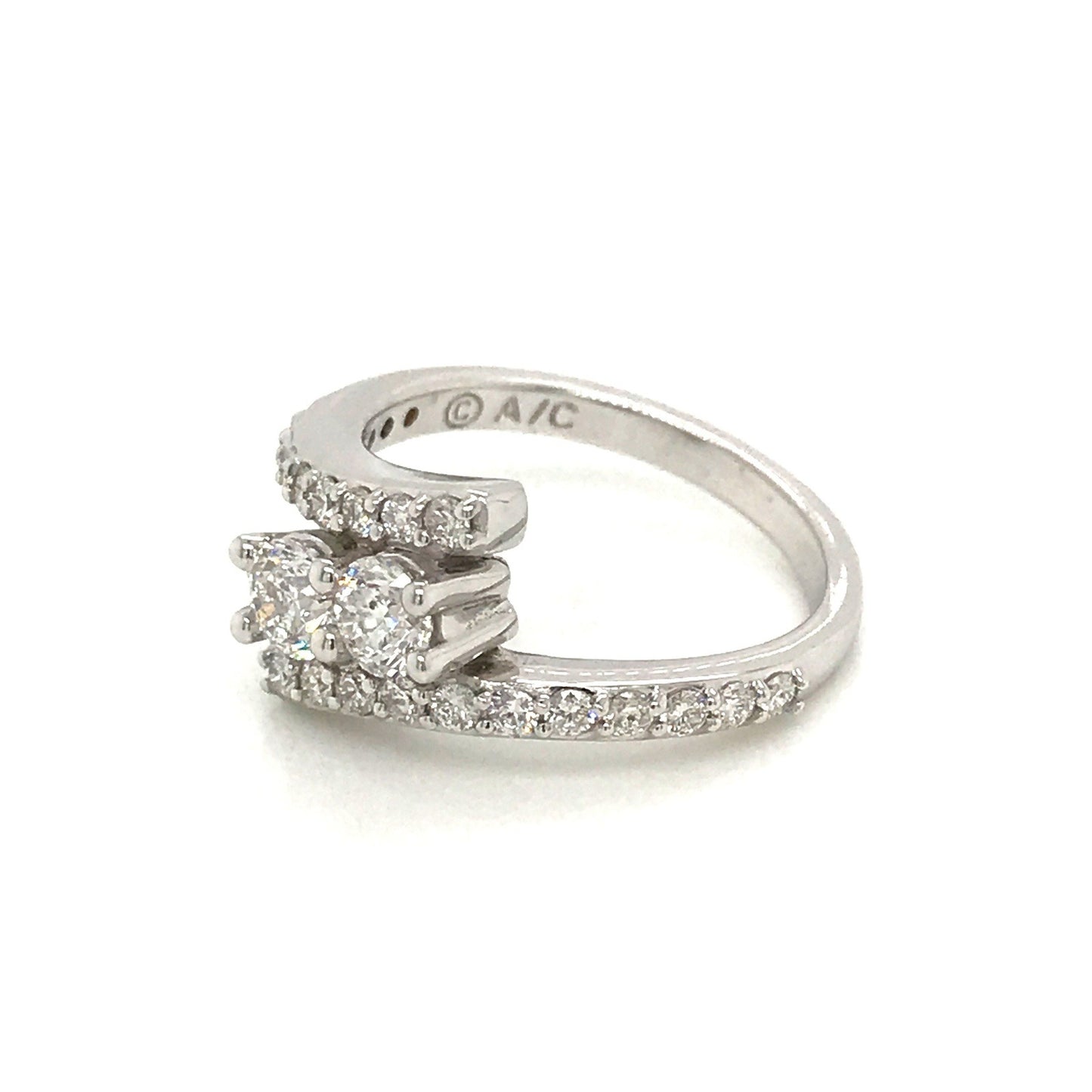 "LADRG01772" 1.04 CTW Diamond Two Stone Twist Ring in White Gold
