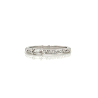 Petite Diamond Baguette and Pave Band - 14K Yellow Gold, White Gold, or Rose Gold