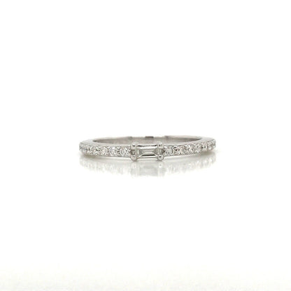 Petite Diamond Baguette and Pave Band - 14K Yellow Gold, White Gold, or Rose Gold
