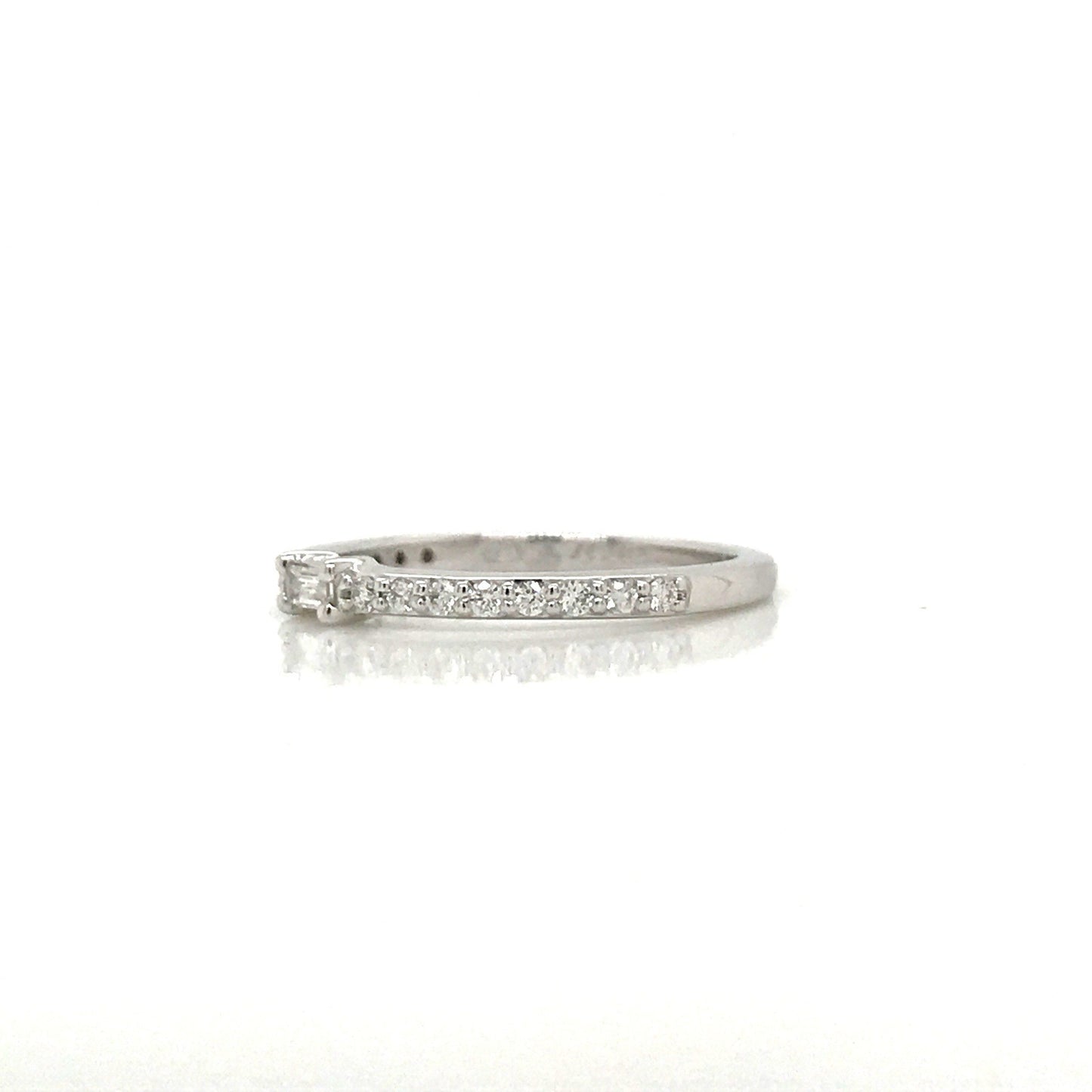Petite Diamond Baguette and Pave Band - 14K Yellow Gold, White Gold, or Rose Gold